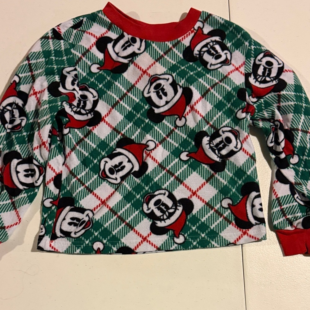 Festive Mickey Mouse Green Plaid Holiday pajama set